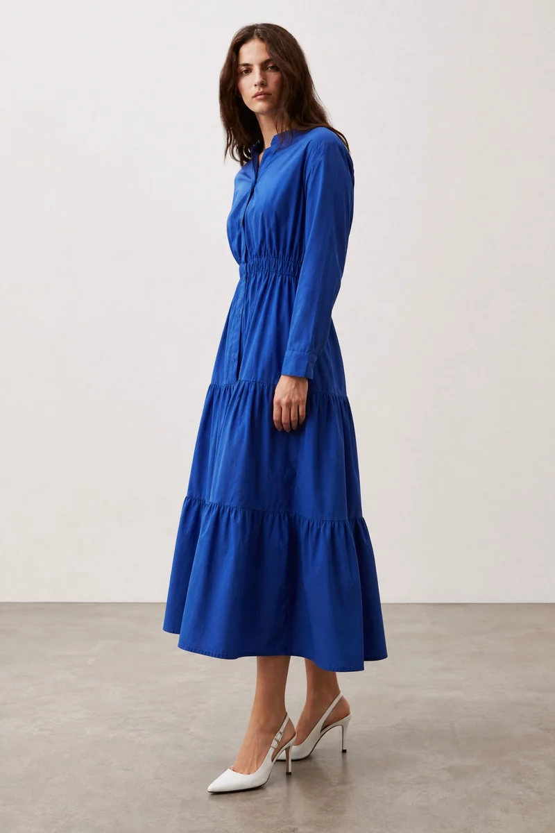 Astoria|100% Cotton Back Cut-Out Detail Shirt Dress