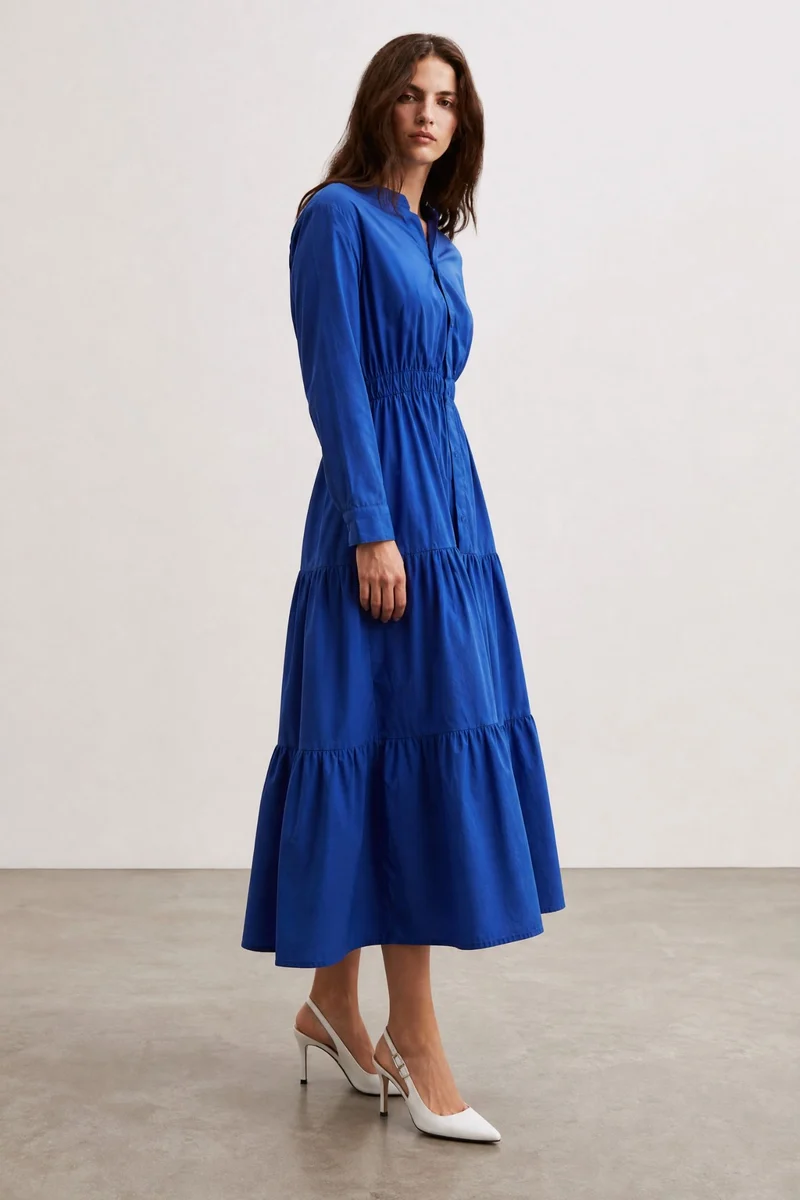 Astoria|100% Cotton Back Cut-Out Detail Shirt Dress