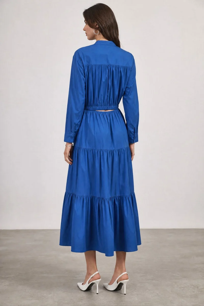 Astoria|100% Cotton Back Cut-Out Detail Shirt Dress