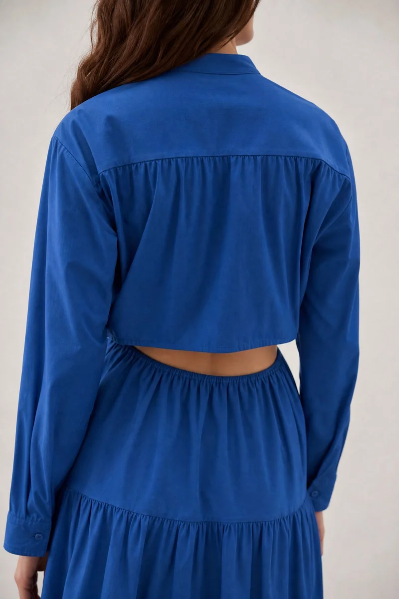 Astoria|100% Cotton Back Cut-Out Detail Shirt Dress