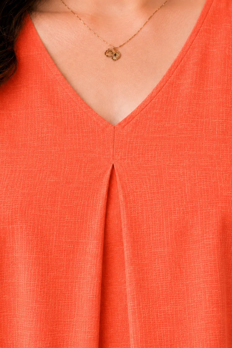 Solarah|100% Cotton V Neck Flared Top