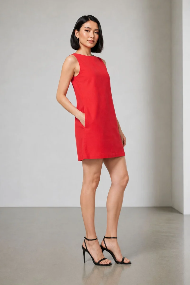 Giana|100% Cotton A Line Mini Dress