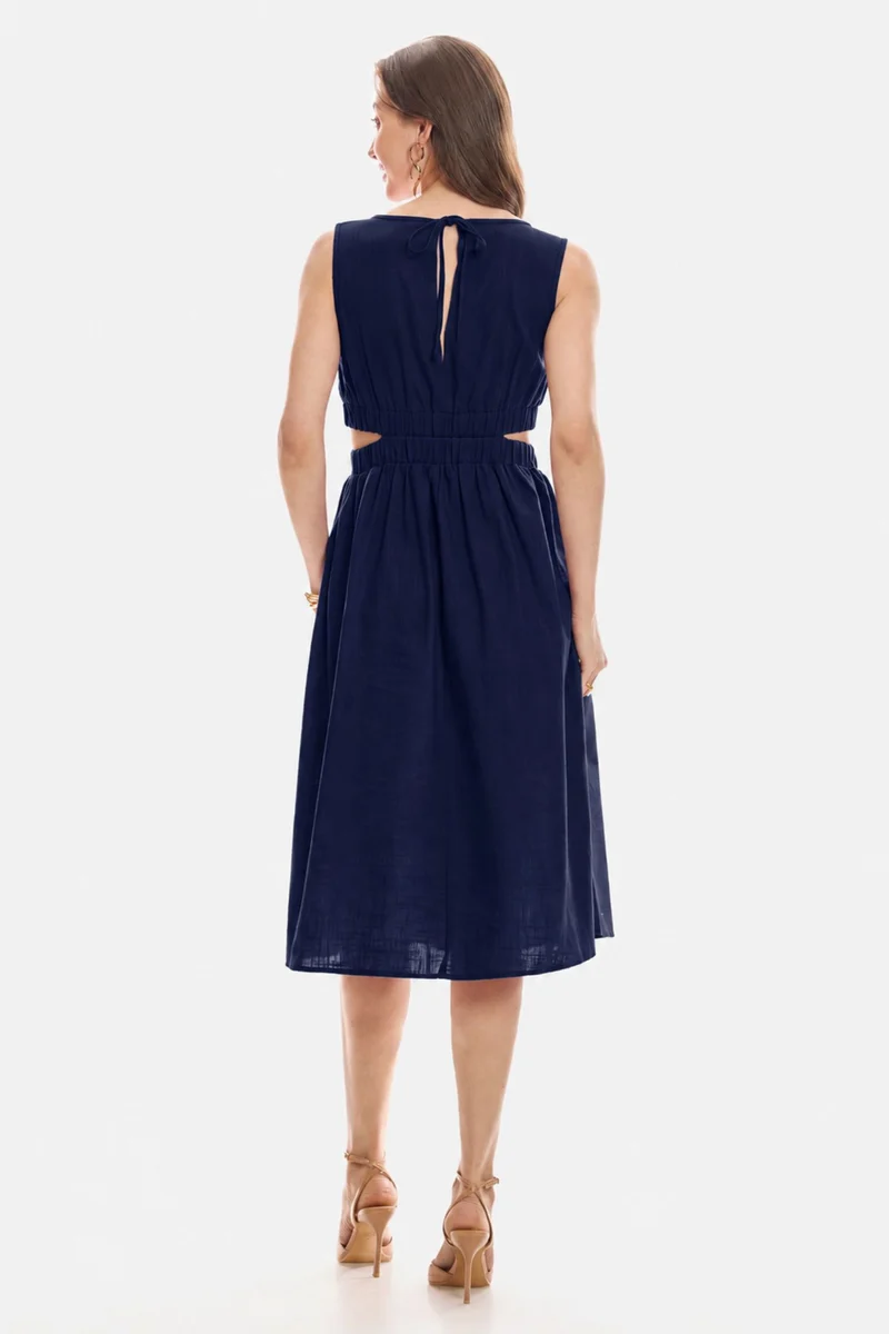 Arabellae|100% Cotton Waist Cut Out Midi Dress
