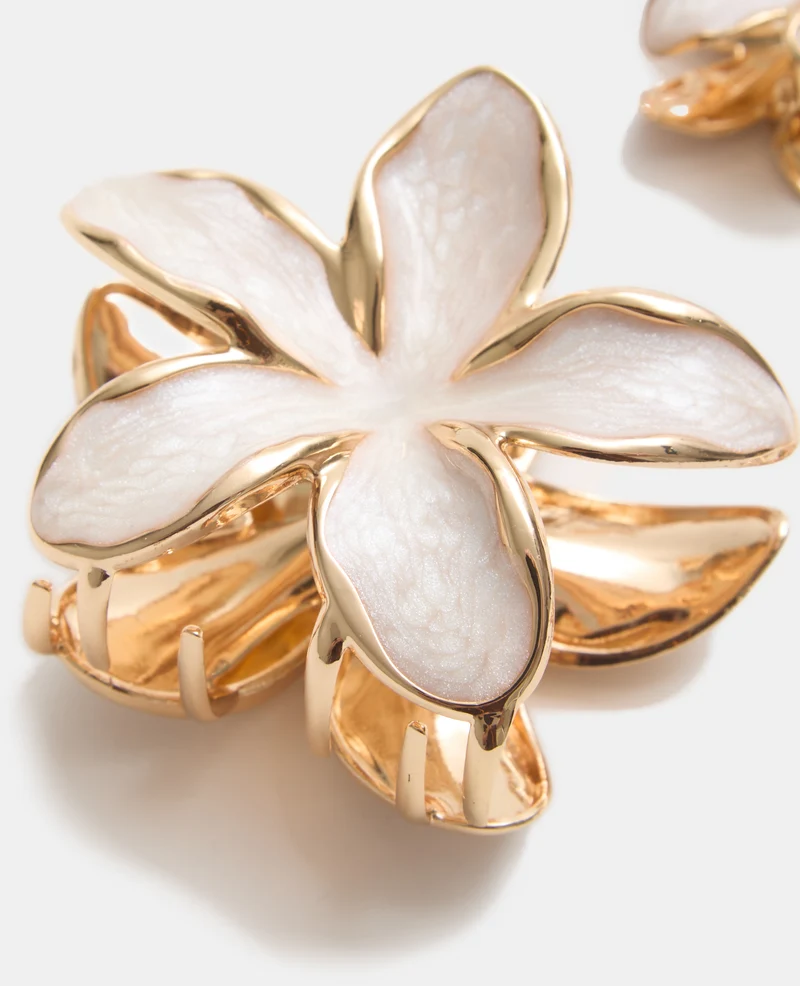 Lot de 3 pinces fleur de tiaré effet nacre