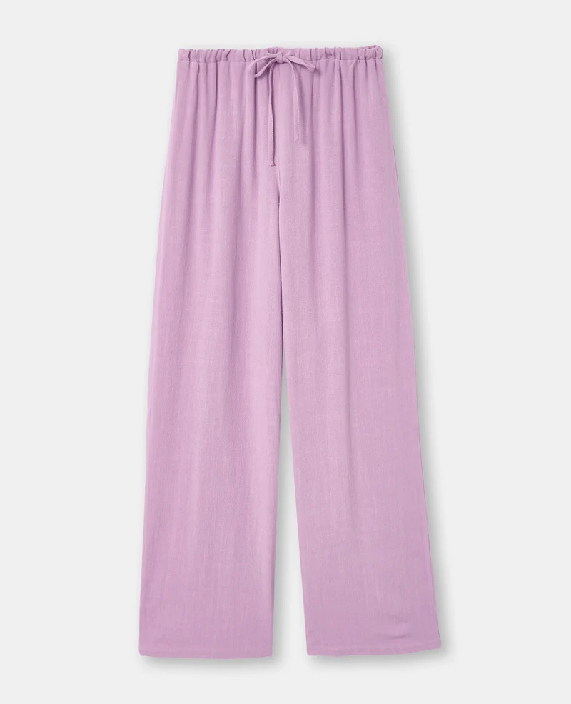 Pantalon large et droit avec taille élastiquée
