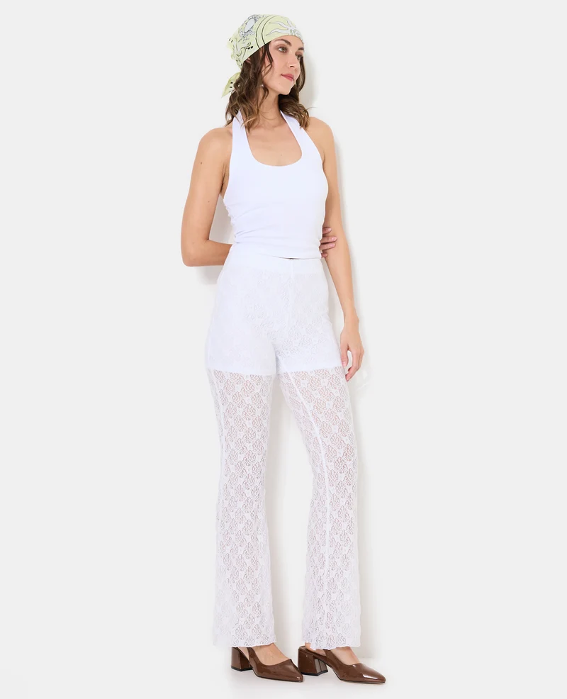 Pantalon flare en dentelle