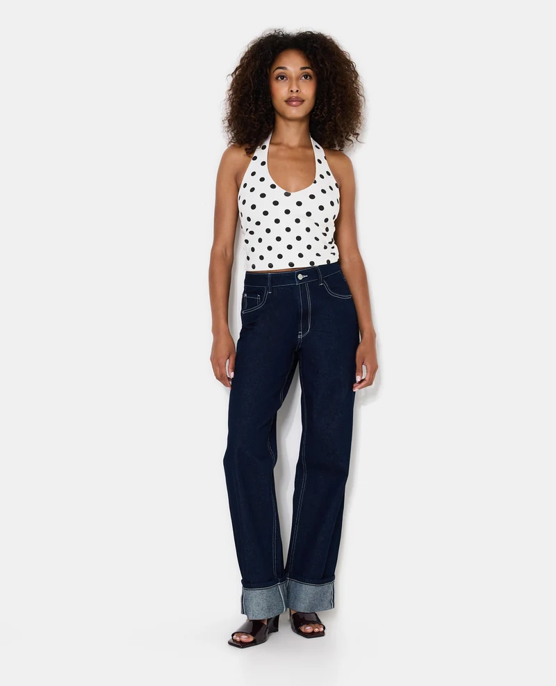 Top court dos-nu motif pois