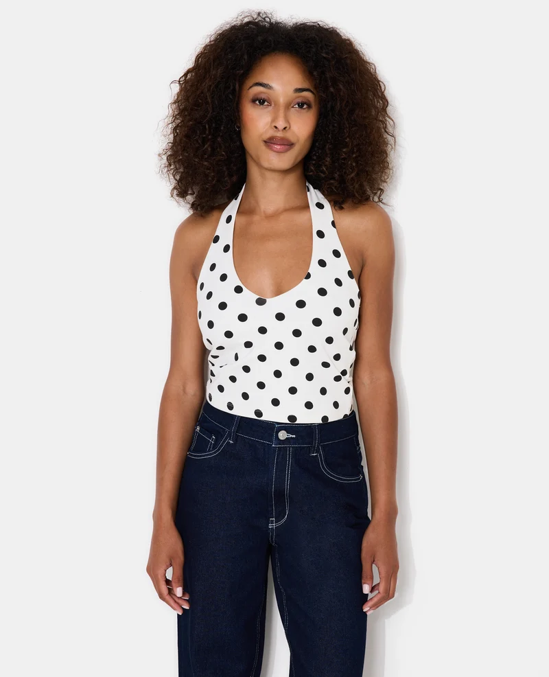 Top court dos-nu motif pois