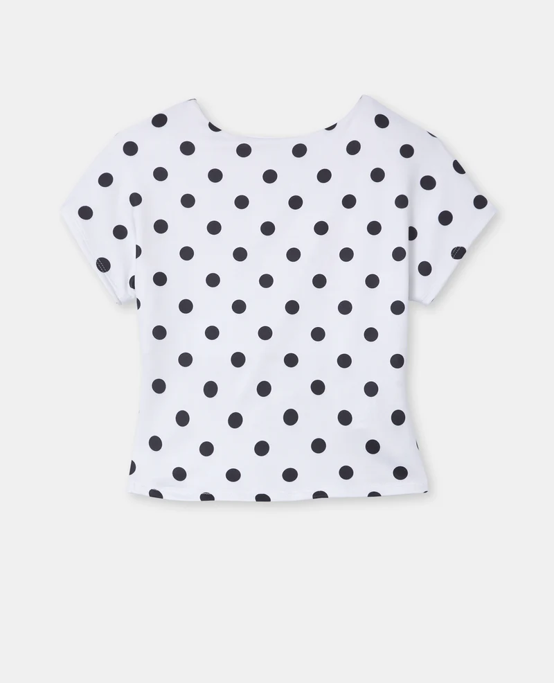 Top court dos ouvert motif pois