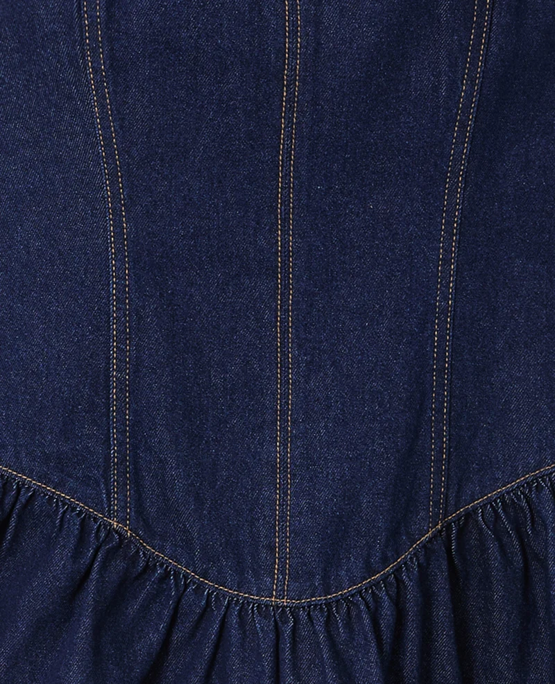 Robe courte en jean à bretelles