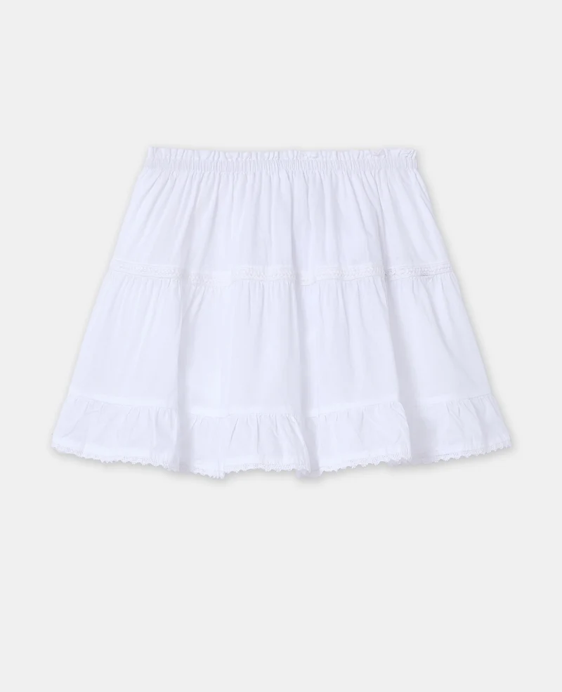Jupe-short à étages avec galons dentelle