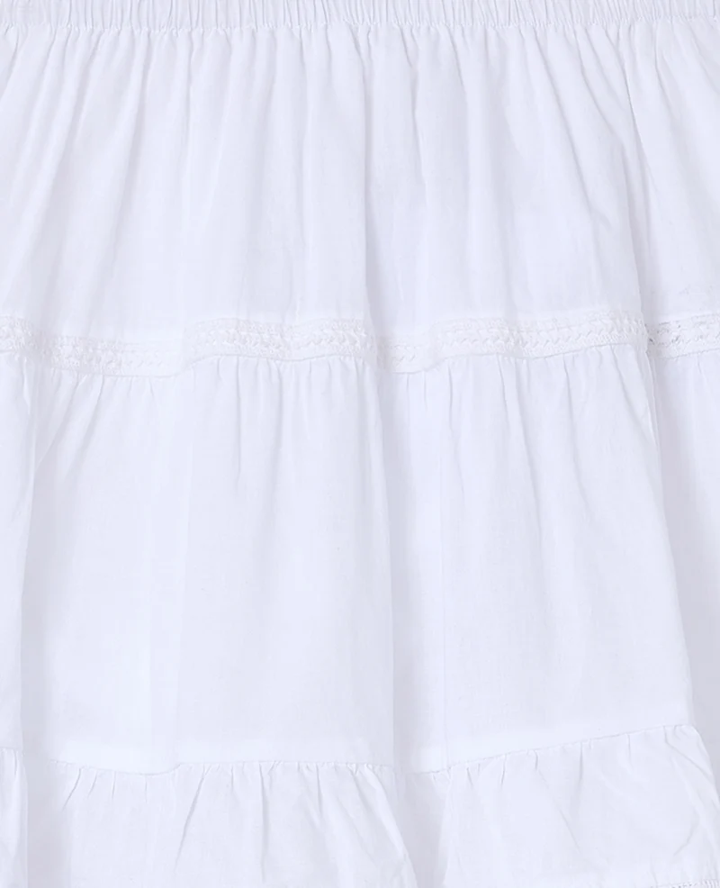 Jupe-short à étages avec galons dentelle
