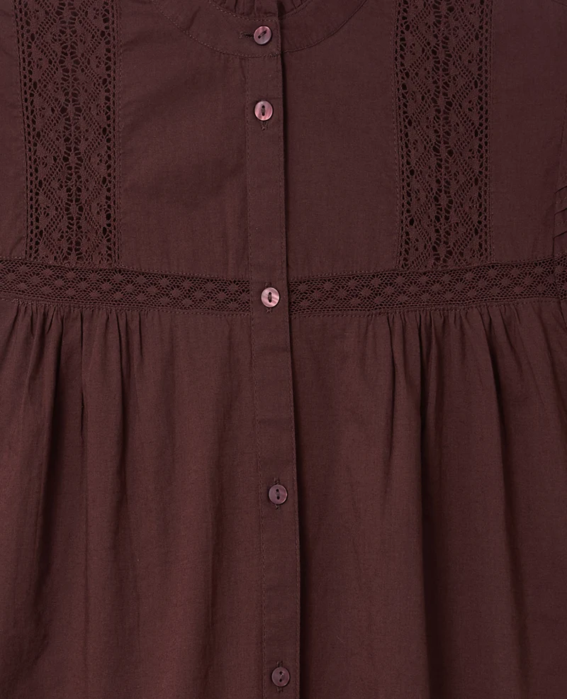 Blouse avec dentelle manches courtes ballons