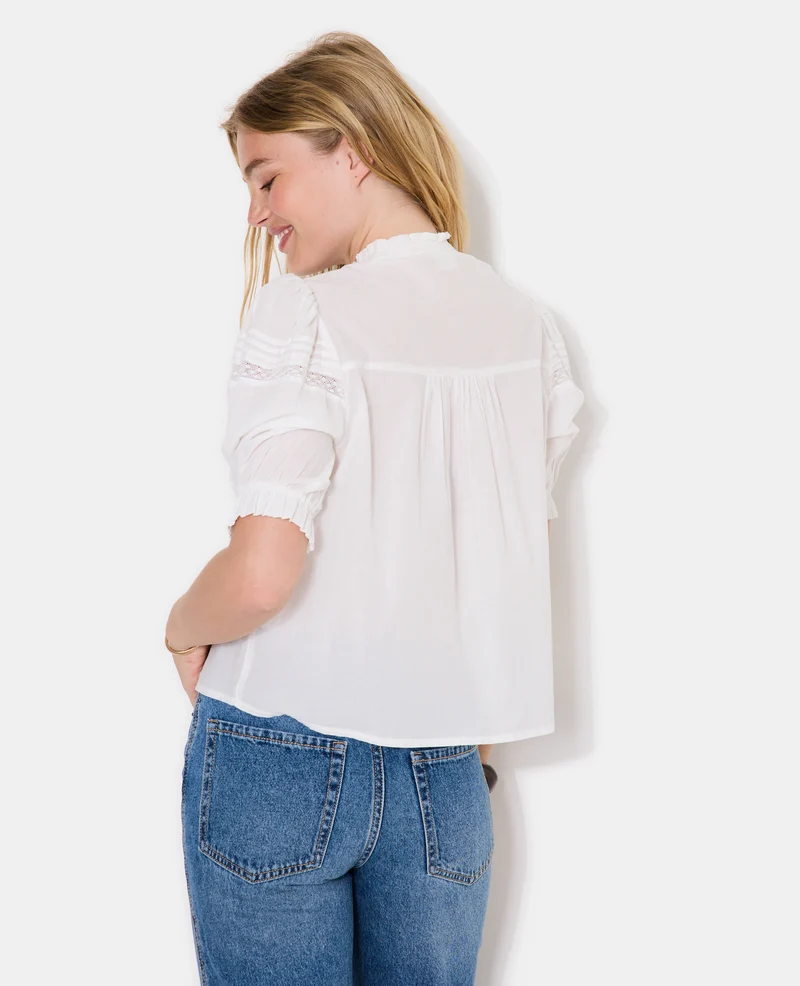Blouse avec dentelle manches courtes ballons