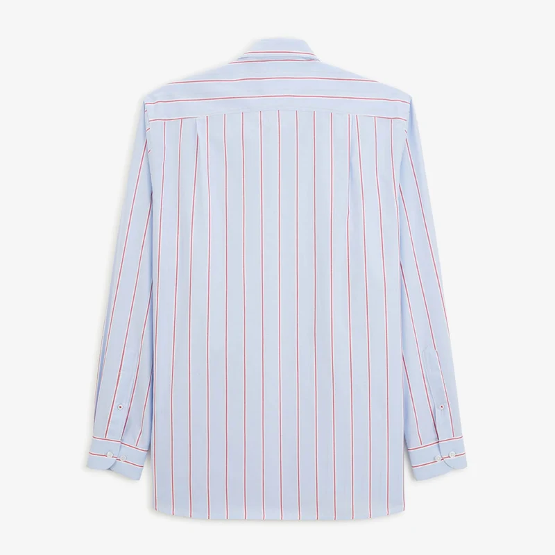 Chemise manches longues rayée en coton oxford bleu ciel