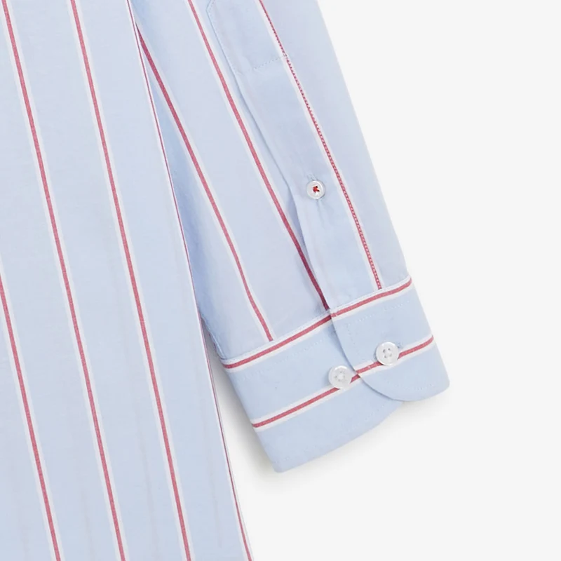 Chemise manches longues rayée en coton oxford bleu ciel