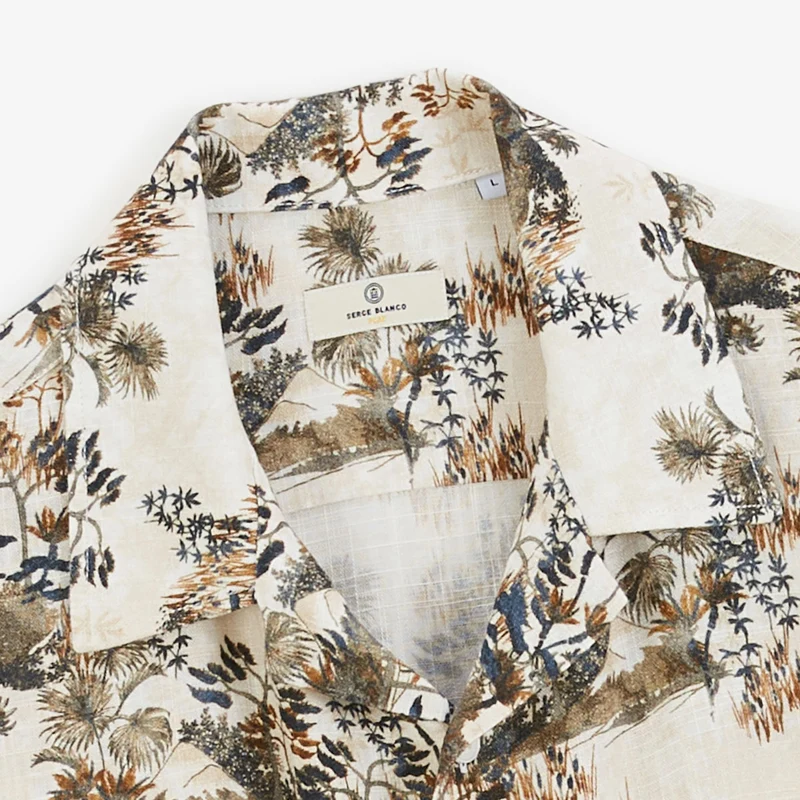 Chemise manches courtes avec imprimé feuillage