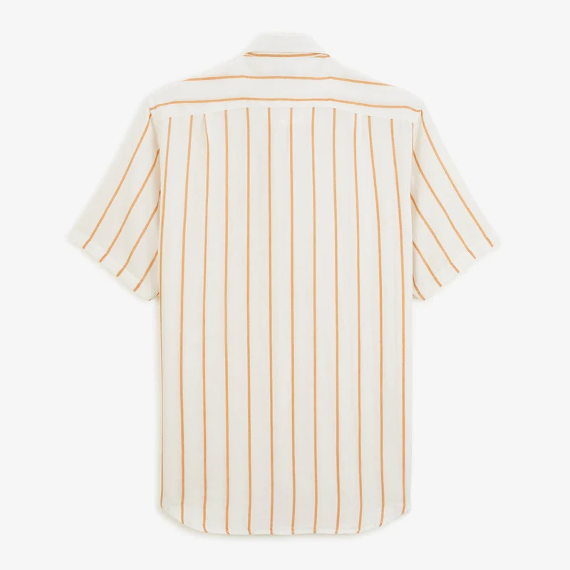 Chemise manches courtes rayée blanche en coton