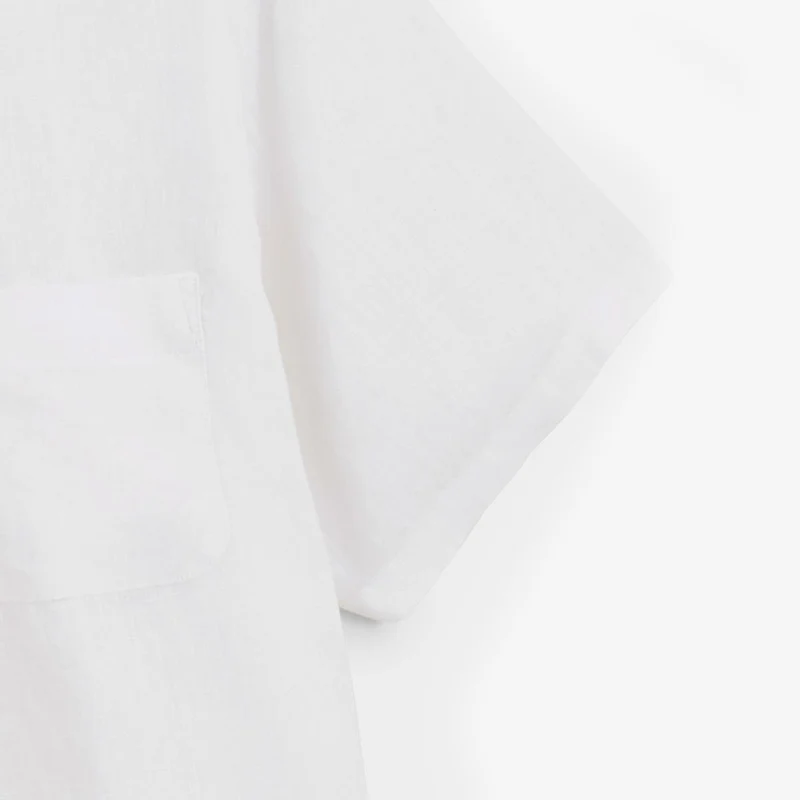 Chemise manches courtes unie en lin blanche