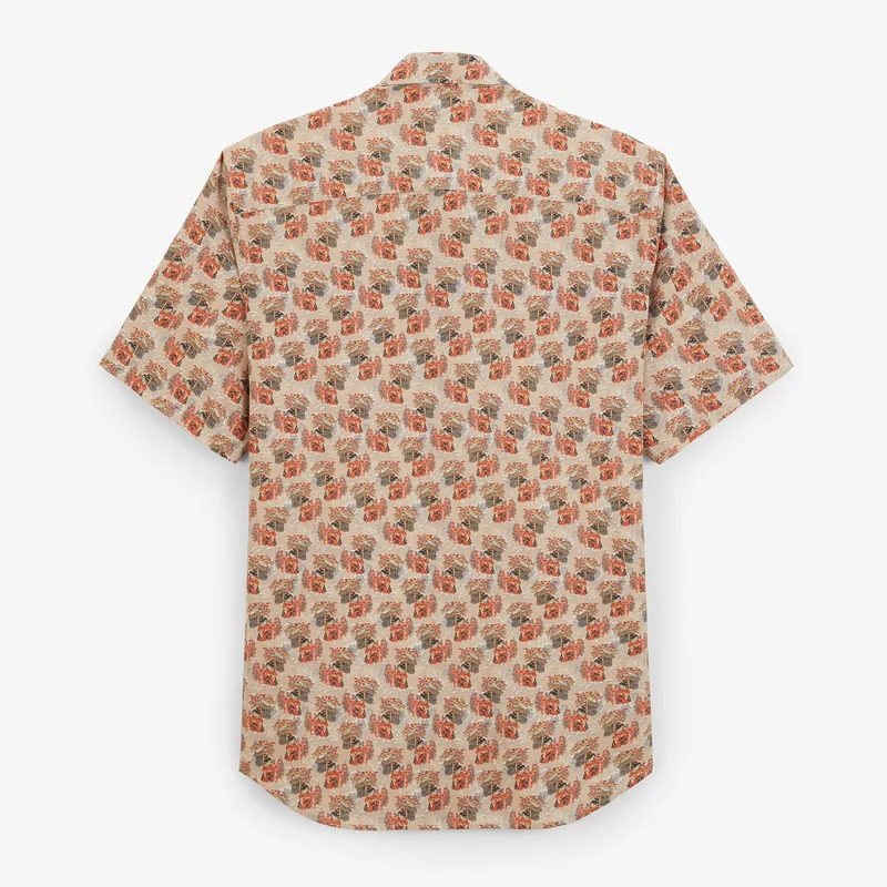 Chemise manches courtes beige avec imprimés personnage
