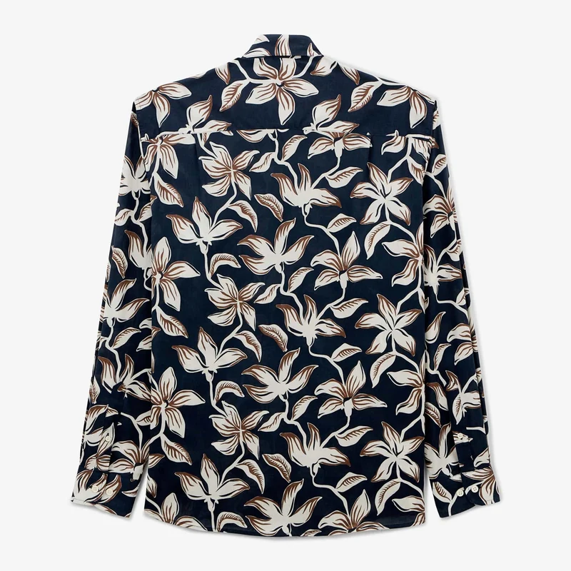 Chemise Charles hibiscus dark navy