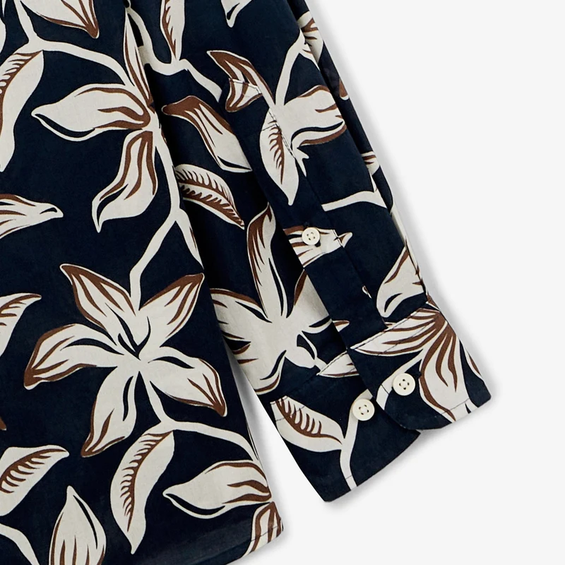 Chemise Charles hibiscus dark navy