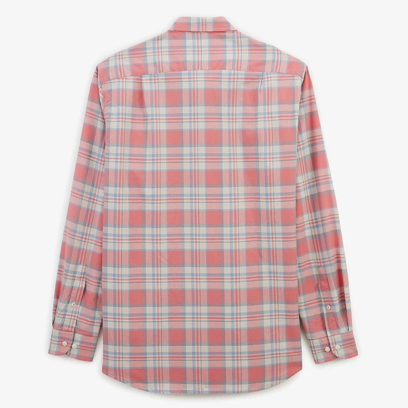 Chemise manches longues à carreaux en coton rose