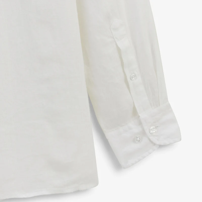 Chemise manches longues unie en lin blanche