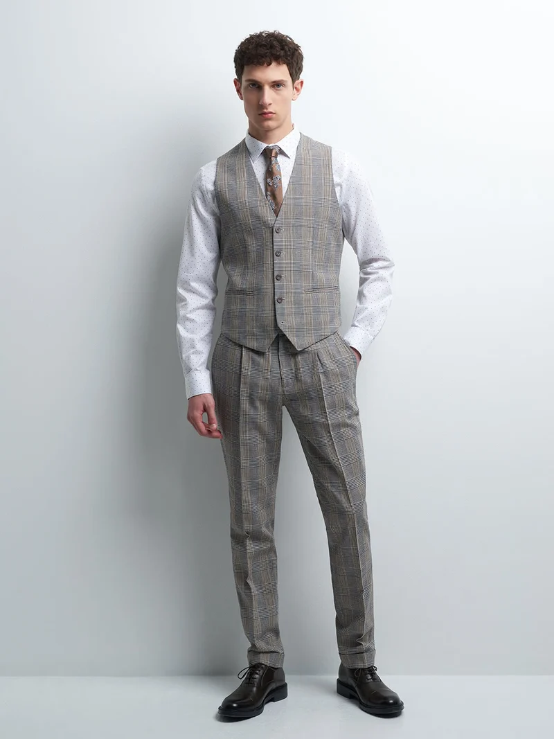 Gilet coordonnable en coton à carreaux