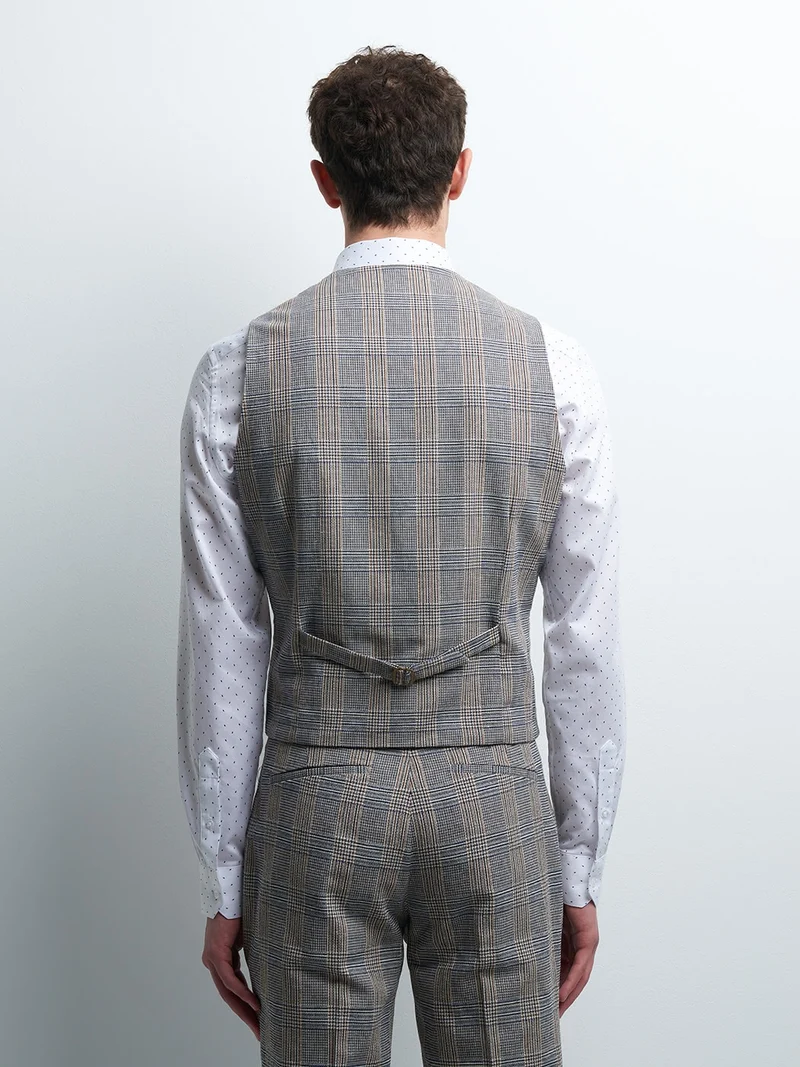 Gilet coordonnable en coton à carreaux