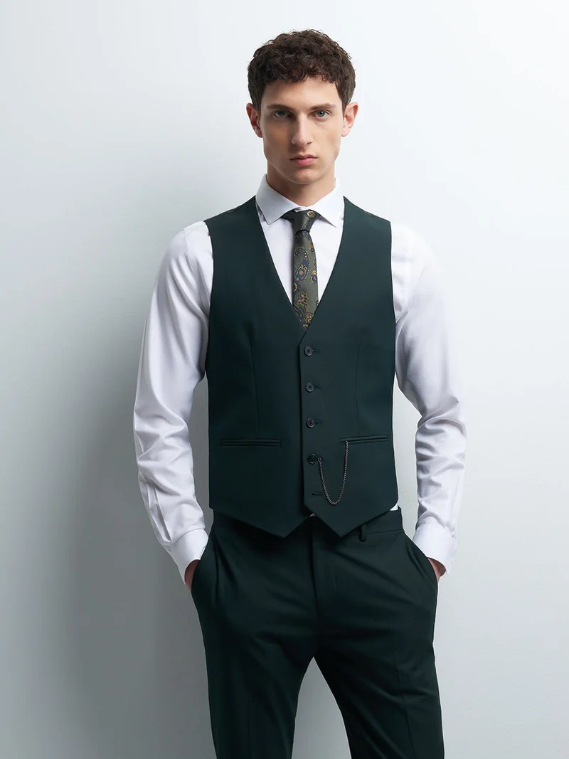 Gilet coordonnable en poly-viscose uni