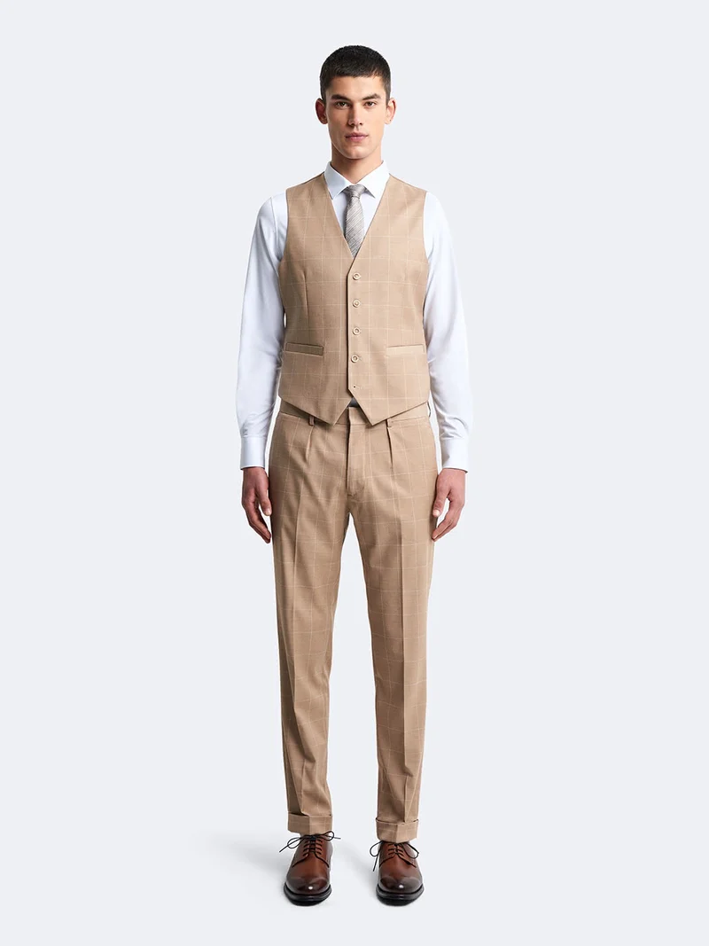 Gilet de costume stretch à carreaux
