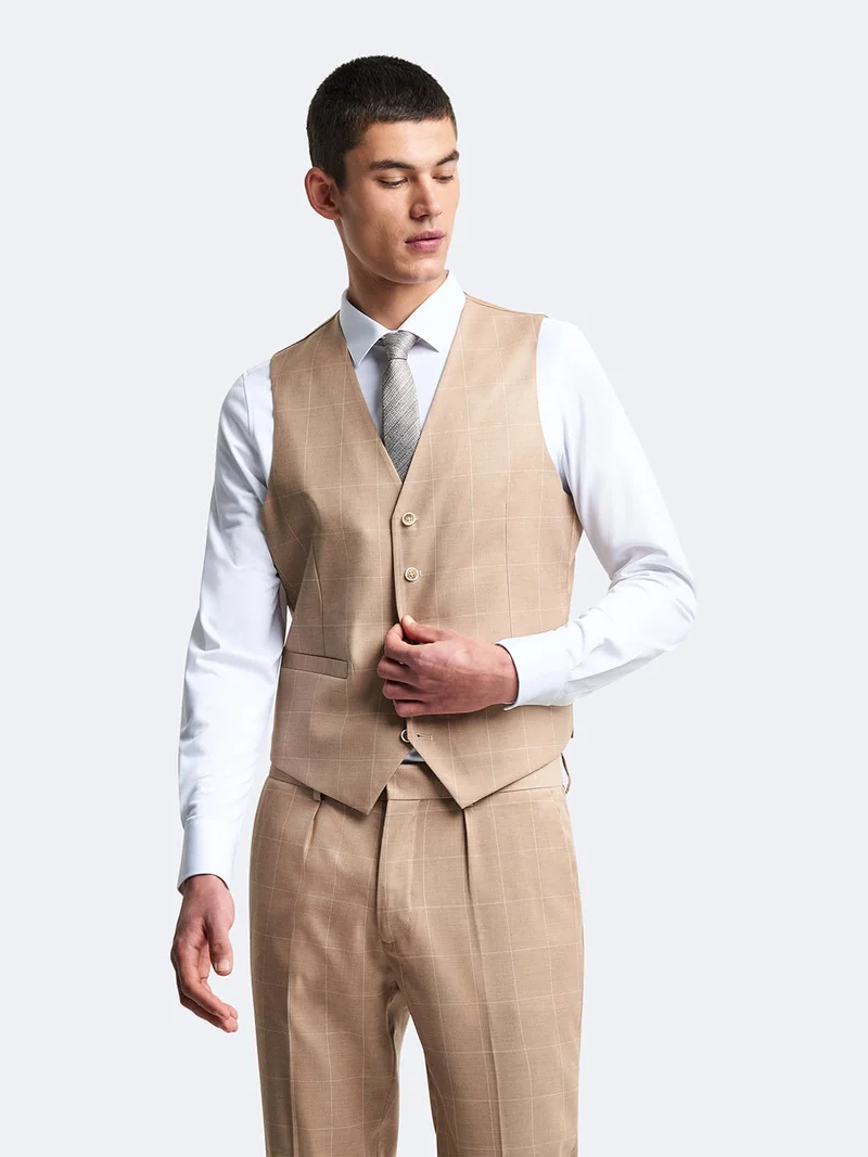 Gilet de costume stretch à carreaux