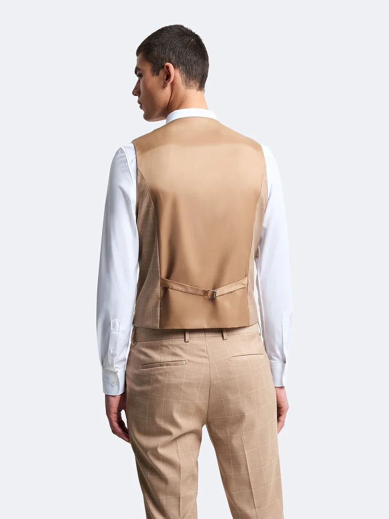 Gilet de costume stretch à carreaux