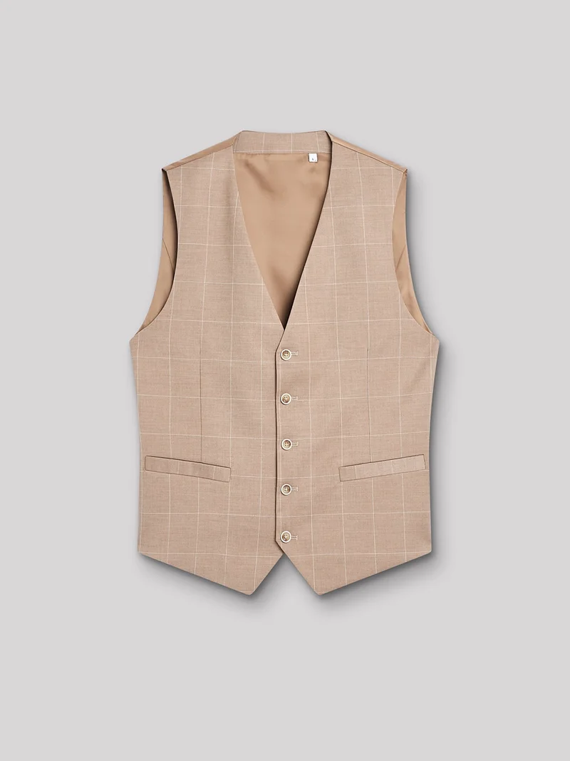 Gilet de costume stretch à carreaux