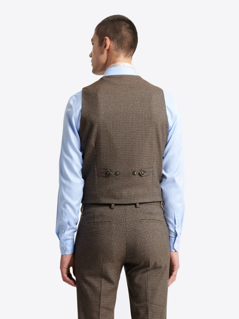Gilet de costume stretch pied de poule