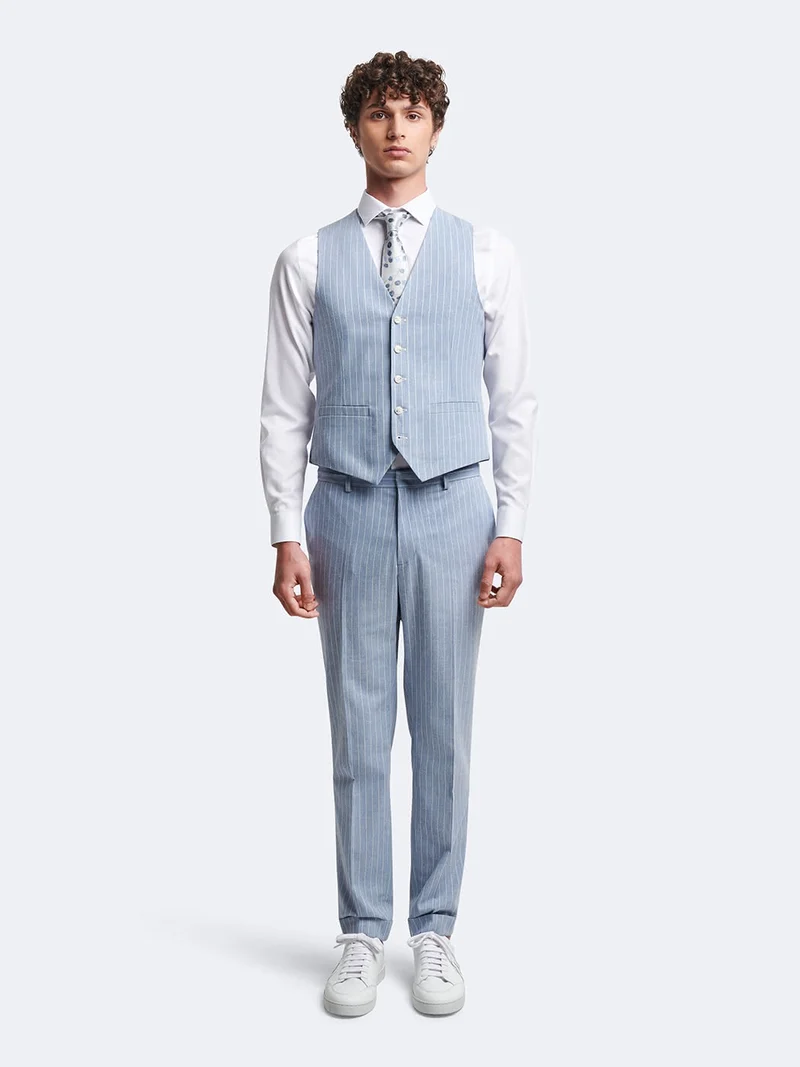 Gilet de costume en lin mélangé rayé