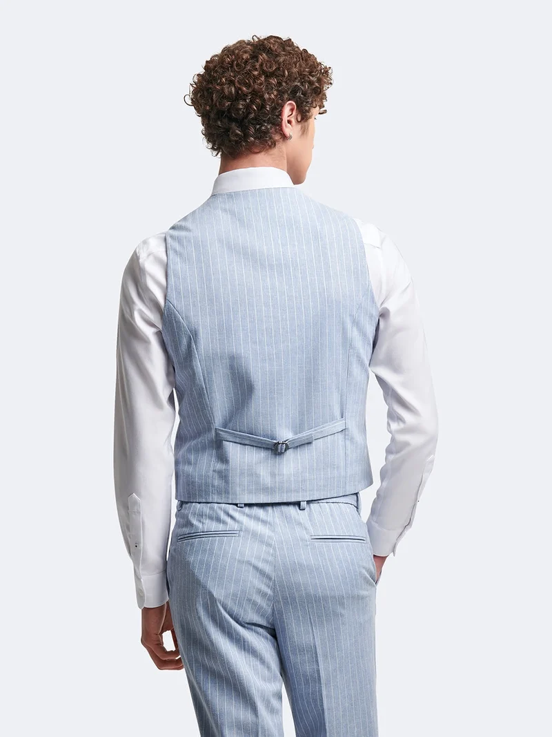 Gilet de costume en lin mélangé rayé