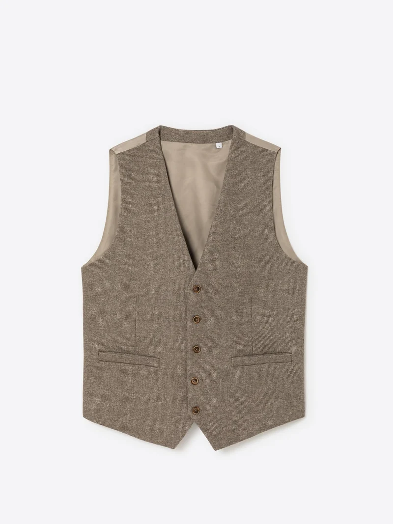 Gilet de costume regular en tweed chiné