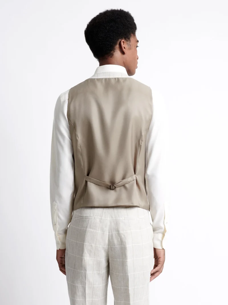Gilet de costume 100% lin à carreaux