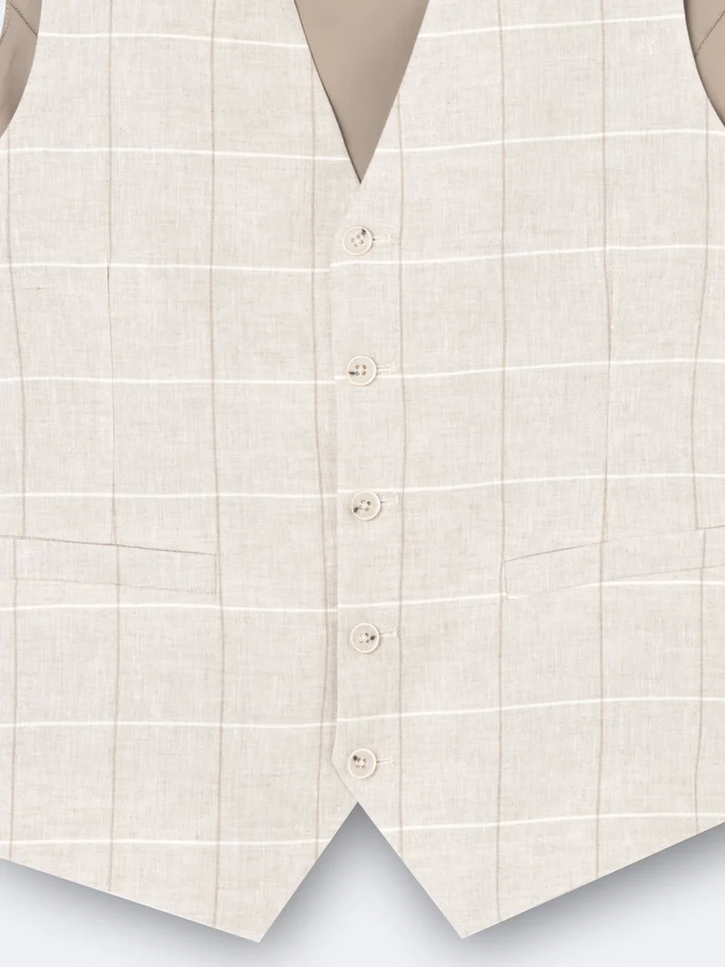 Gilet de costume 100% lin à carreaux