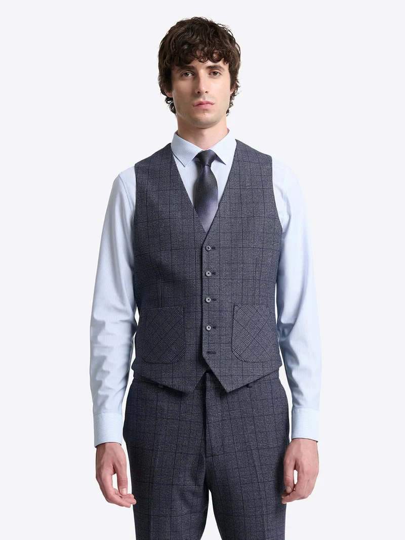 Gilet de costume stretch à carreaux
