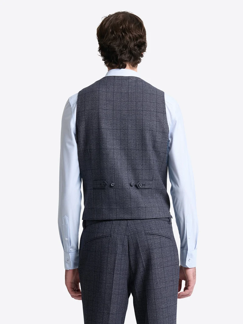Gilet de costume stretch à carreaux