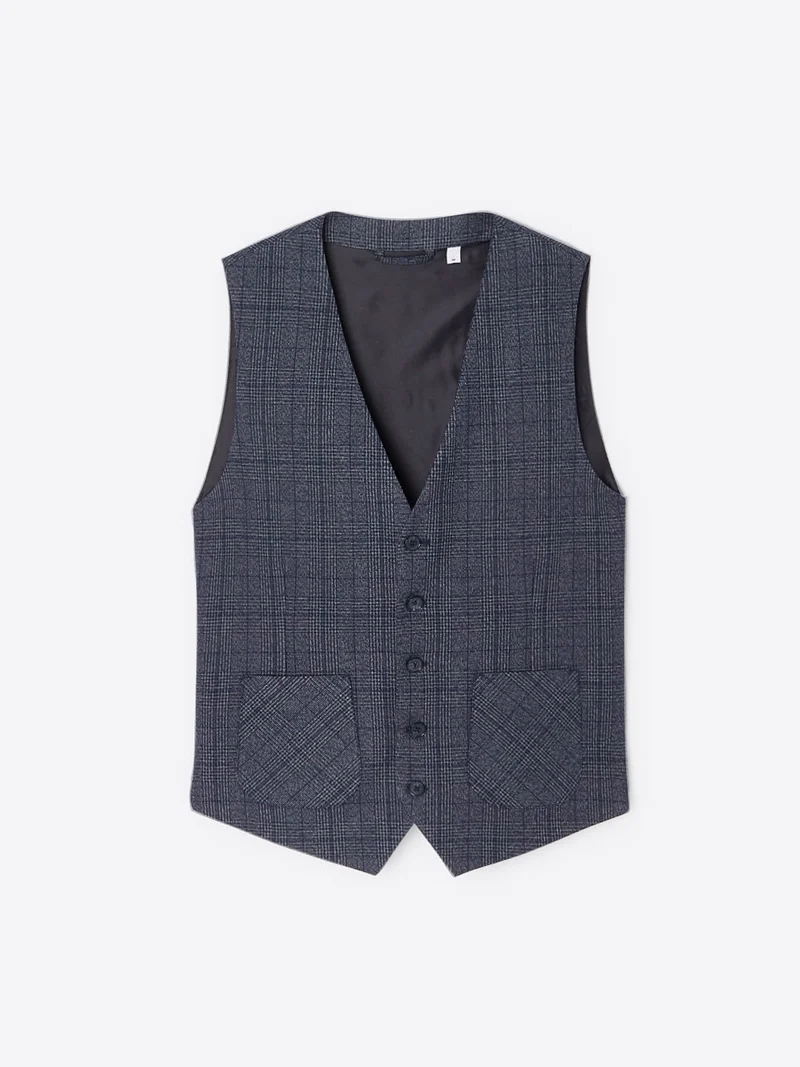 Gilet de costume stretch à carreaux