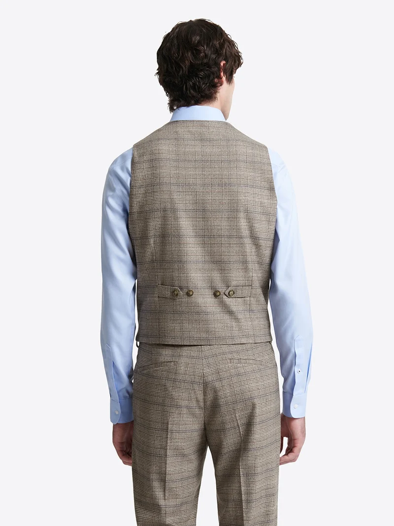 Gilet de costume stretch à carreaux