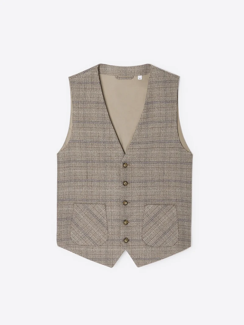 Gilet de costume stretch à carreaux