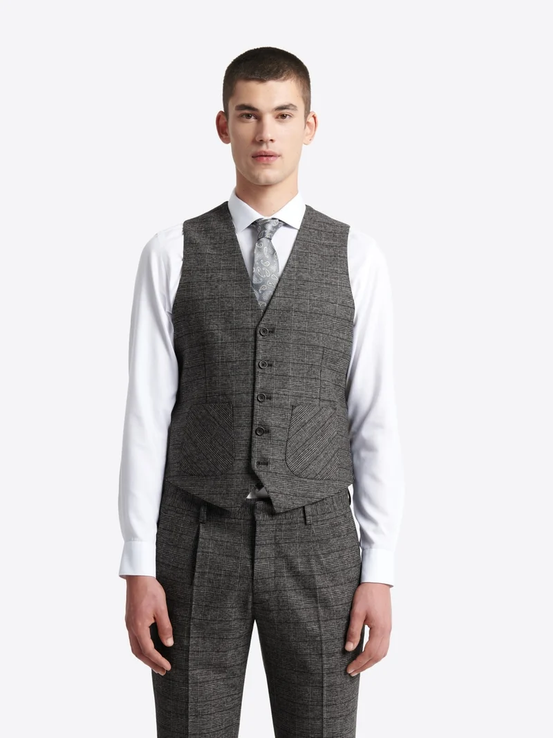 Gilet de costume stretch à carreaux