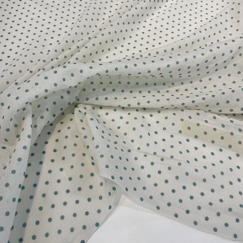 Tissu Voile, Coton et Soie - Pois, Tivion