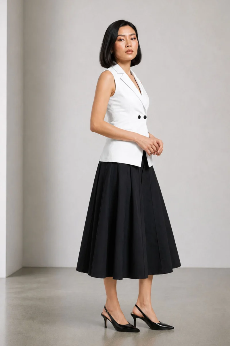 Zivaea|100% Cotton Notch Collar Waistcoat
