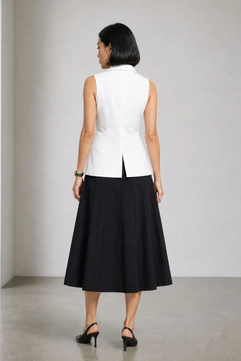 Zivaea|100% Cotton Notch Collar Waistcoat